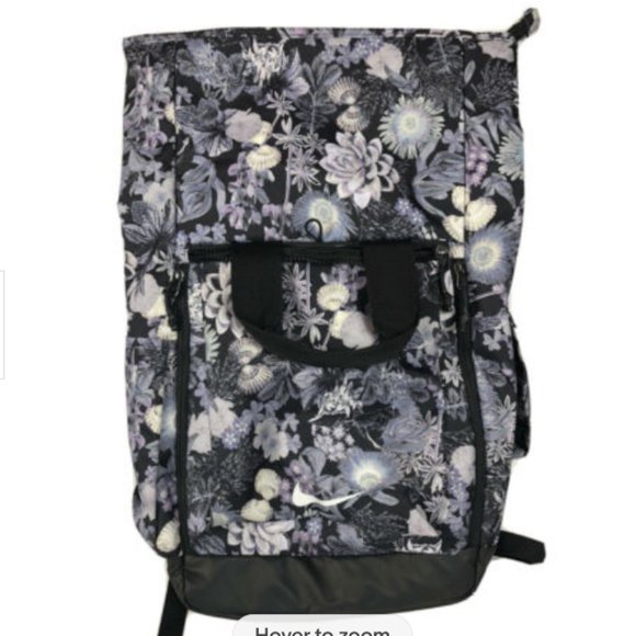 Nike Floral Backpack Laptop Fold Over Top Knapsack